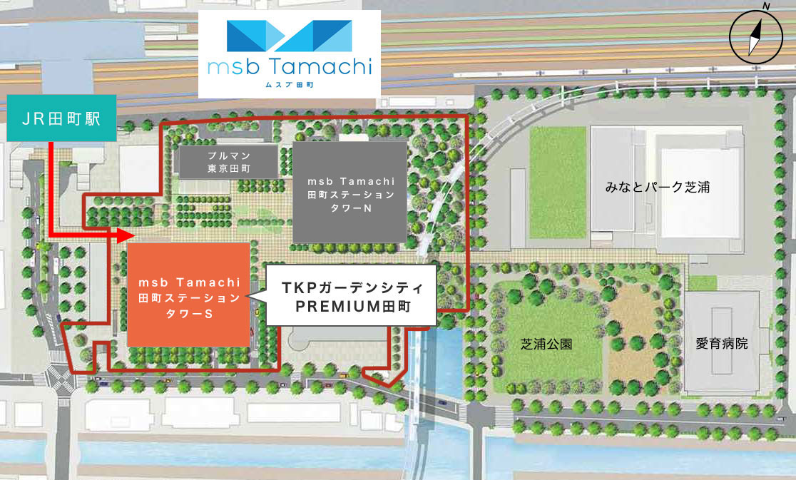 JR田町駅からのアクセスmap